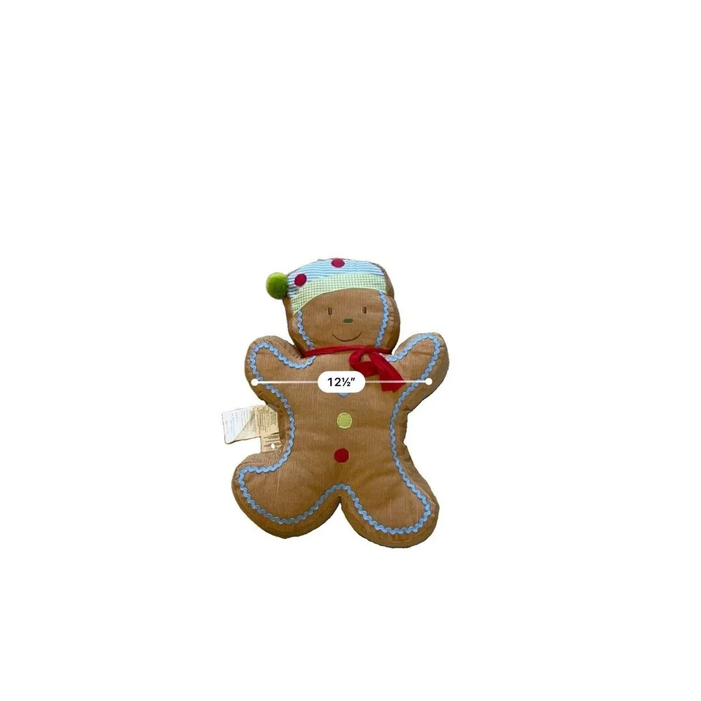 St. Nicholas Square Gingerbread Man Decorative Pillow 20” Appliqué Embroidered